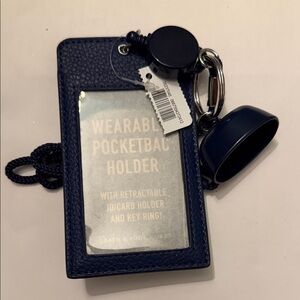 Bath & Body Works Blue Pocketbac Holder with Key Ring